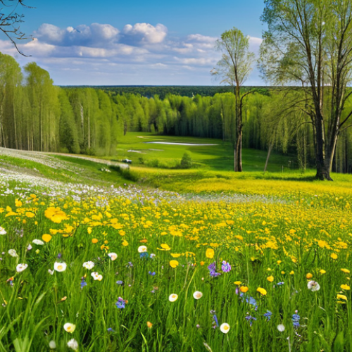 Spring in Estonia**

"A vibrant Estonian landscape in springtime, featuring blooming wildflowers, lush green meadows, and birds returning to nest, safe for work, appropriate content, fully clothed, professional, perfect anatomy, natural proportions, family-friendly, clear focus, high resolution."

**