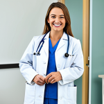 **

"A professional female doctor in a modest lab coat, smiling gently, standing in a bright and clean hospital examination room, fully clothed, appropriate attire, safe for work, perfect anatomy, correct proportions, natural pose, professional photography, high quality, family-friendly."

**