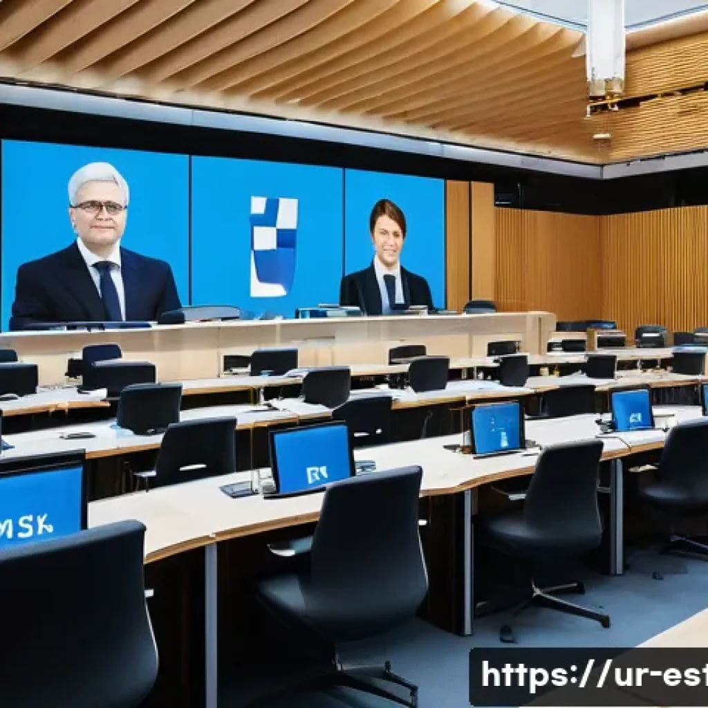 에스토니아의 현대 정치 시스템 및 대통령 - A vibrant, detailed scene inside the Estonian Parliament during a peaceful and transparent legislati...