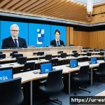 Home 21 에스토니아의 현대 정치 시스템 및 대통령 - A vibrant, detailed scene inside the Estonian Parliament during a peaceful and transparent legislati...