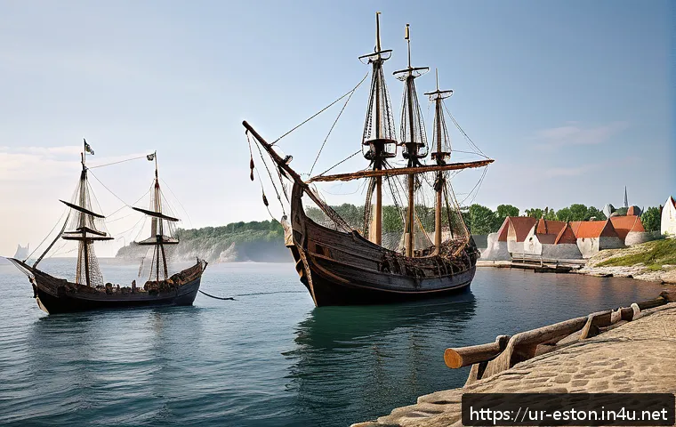 에스토니아 해적 역사 및 전설 - A detailed historical scene depicting Estonian coastal pirates in the Baltic Sea during the medieval...