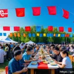 Home 23 에스토니아 내 한인 커뮤니티 및 모임 - A vibrant Korean cultural festival in Estonia featuring a diverse crowd enjoying traditional Korean ...
